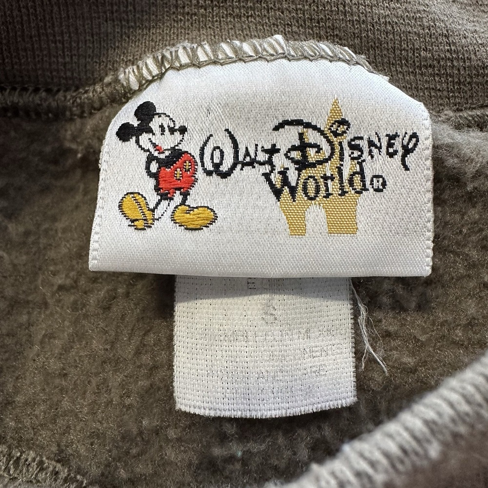 Vintage Walt Disney Sweat Shirt Womens Small Olive Green Mickey Mouse Logo - Picture 3 of 7